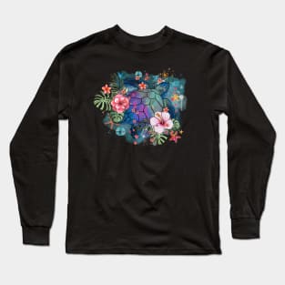 Sea Turtle Floral 1 Long Sleeve T-Shirt
